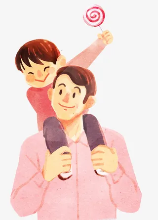 手绘水彩装饰插图父亲节爸爸与手免抠