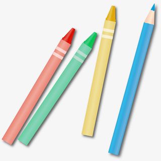 补习班画画工具多彩蜡笔免抠