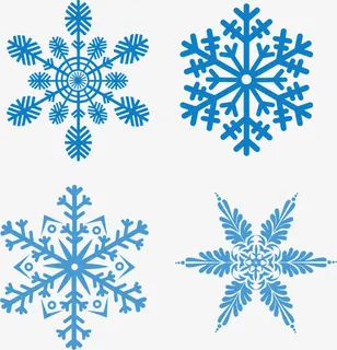 蓝色雪花矢量漫天飞雪素材免抠