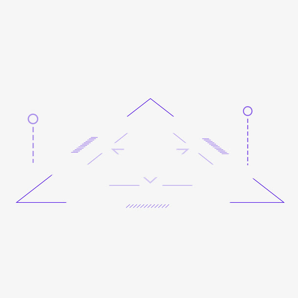 紫色简约线条三角边框纹理免抠