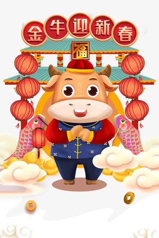 金牛迎新春恭贺新年素材免抠