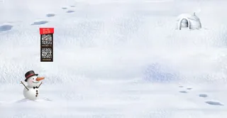 雪地雪人卡通海报背景