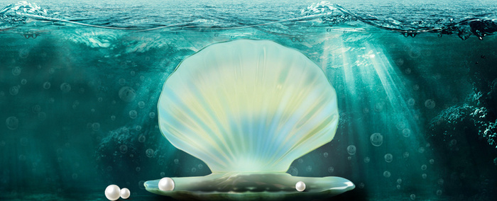 唯美海底化妆品海报背景模板高清