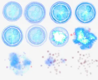 蓝色清新火焰光芒效果元素免抠