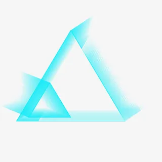 大小蓝色渐变边框正三角形免抠