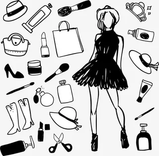 手绘美女模特免抠