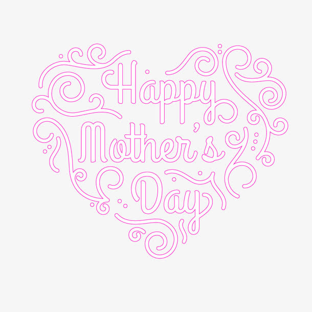 母亲节花纹艺术字贺卡矢量图免抠