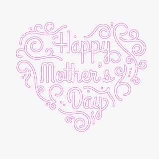 母亲节花纹艺术字贺卡矢量图免抠