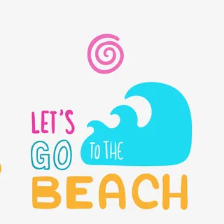 暑假沙滩艺术字免抠