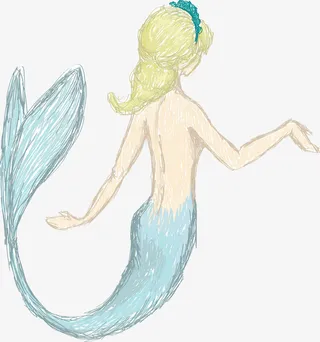 唯美手绘美人鱼免抠