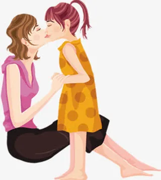感恩母亲亲吻有爱母女免抠