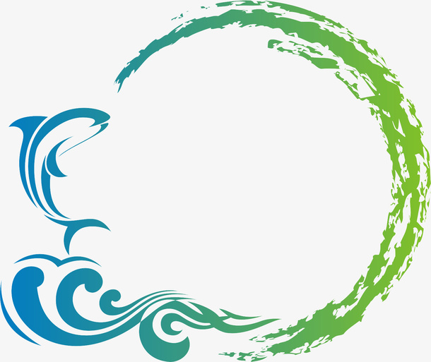 鱼 墨水圆圈 logo 装饰 渐变免抠