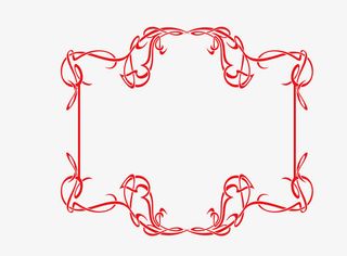 矢量红色花纹边框png免抠