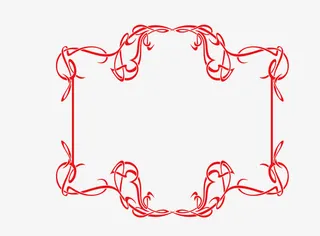 矢量红色花纹边框png免抠