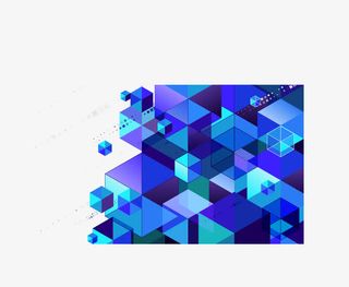 蓝色简约格子边框纹理免抠