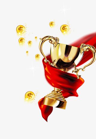 丝带奖杯金币免抠