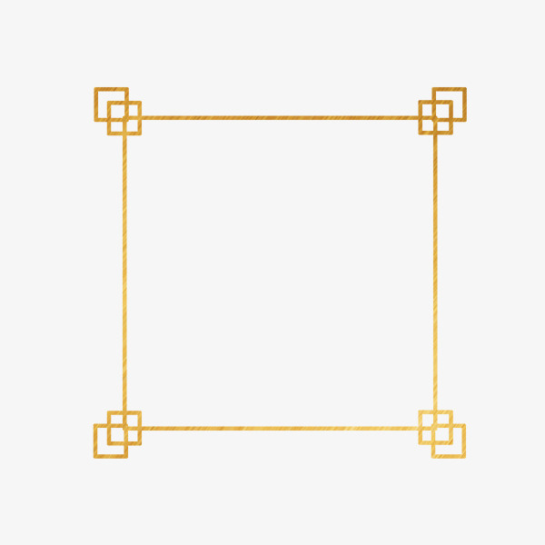 中国风金色方框边框免抠
