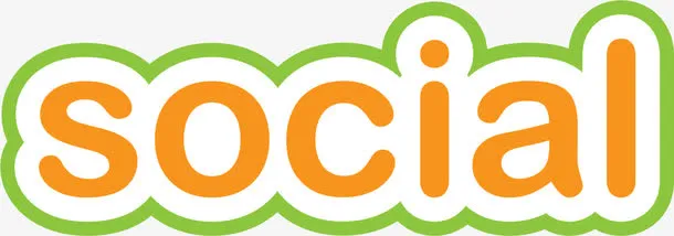 橙色社交英文艺术字免抠