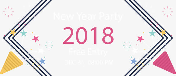 直角蓝色线条横幅免抠