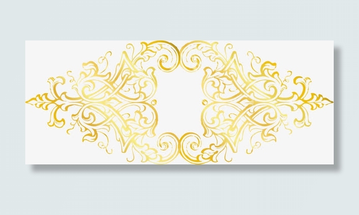金色中式边框画框设计免抠