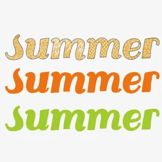英文单词夏天矢量素材免抠