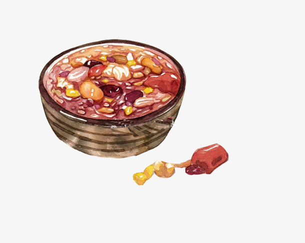 卡通简约美食装饰广告设计腊八粥免抠