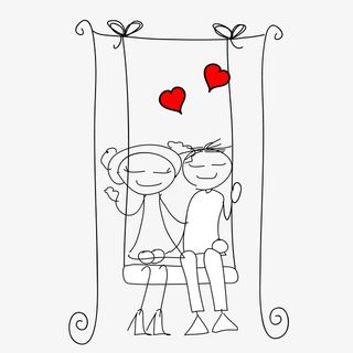 卡通简笔画情侣矢量图免抠