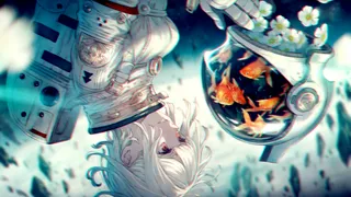 宇航员，头盔，鲜花，金鱼高清