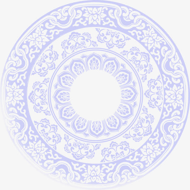 中秋节蓝色盘子花纹免抠