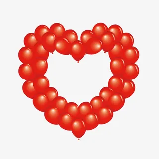 卡通红色气球心形矢量图免抠