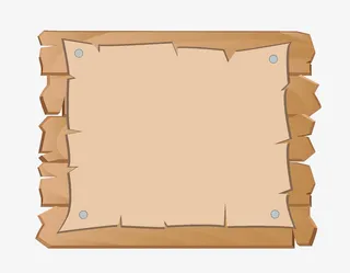 卡通木板公告栏通知栏免抠