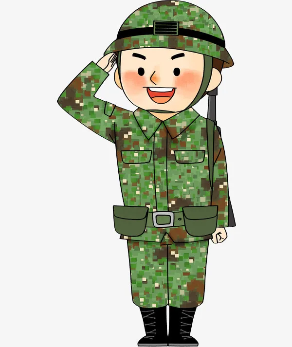 卡通军人站岗免抠图免抠