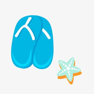 蓝色人字拖矢量图免抠