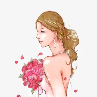 手绘人物女孩免抠