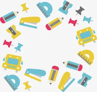 铅笔订书器装饰边框免抠