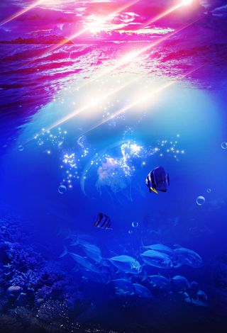 海洋馆水底效果宣传海报背景模板高清