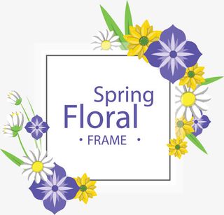 蓝色花朵春天边框免抠