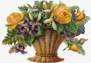 复古图片素材卡通素材 花篮免抠