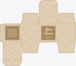 浅咖色盒子展开图免抠