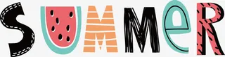 彩色手绘夏天艺术字免抠