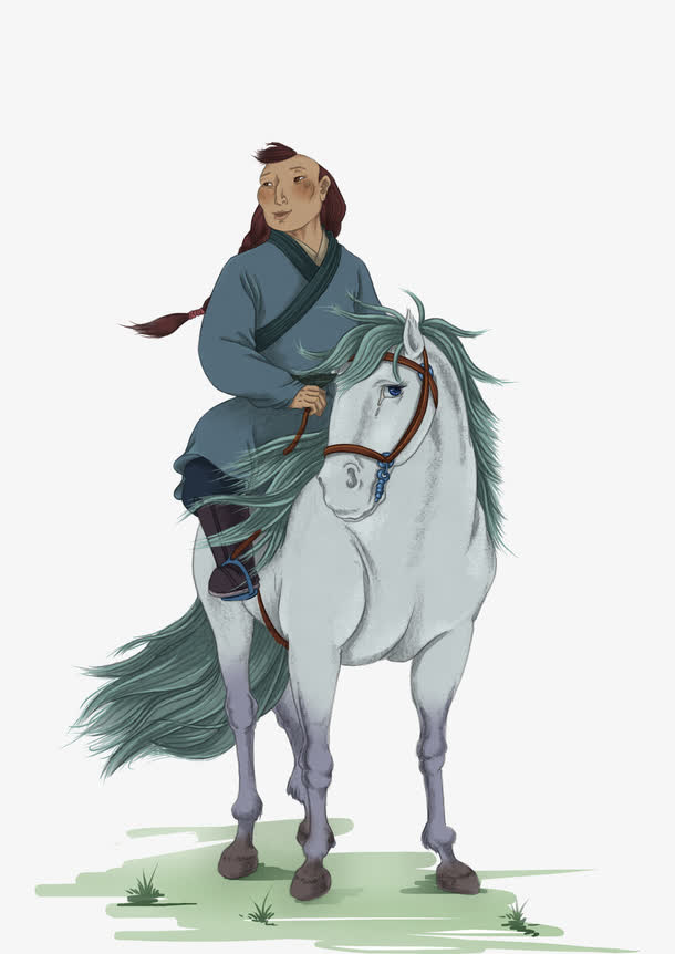 蒙古族男人骑马图免抠