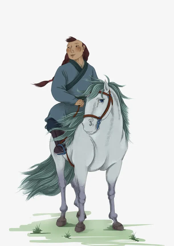 蒙古族男人骑马图免抠
