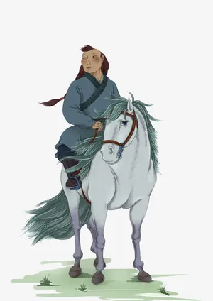 蒙古族男人骑马图免抠
