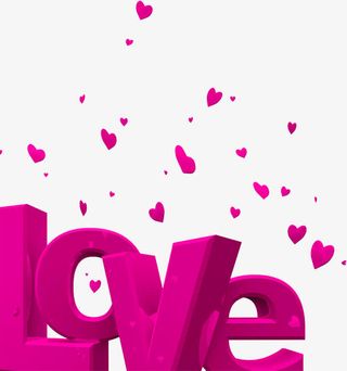 粉色爱心love立体文字免抠