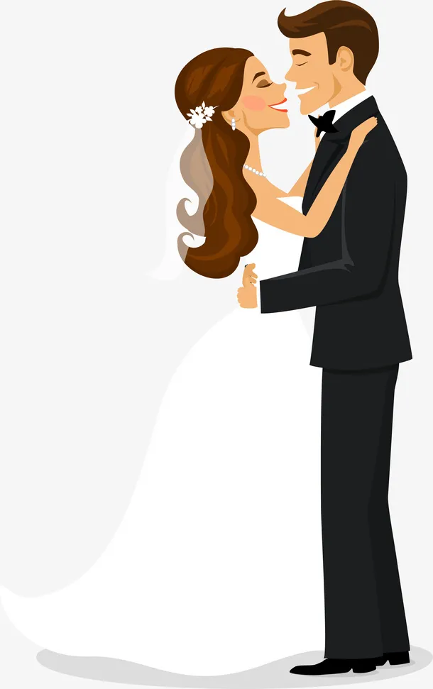 卡通手绘甜蜜爱人人物插画免抠