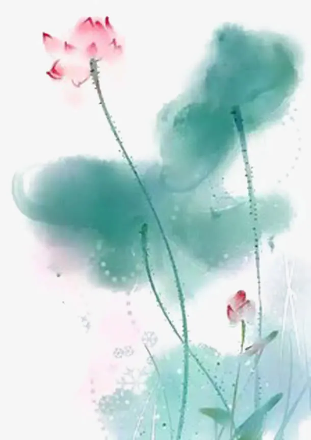 墨水荷花图片素材免抠