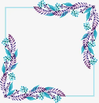 春意盎然手绘叶子边框免抠