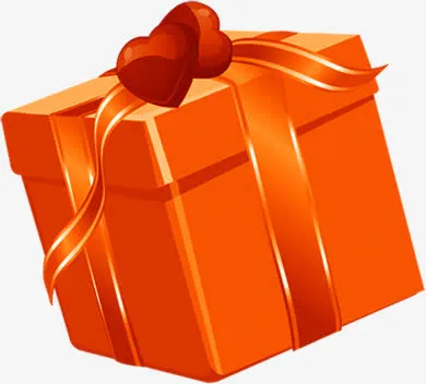 橘色礼盒素材免抠