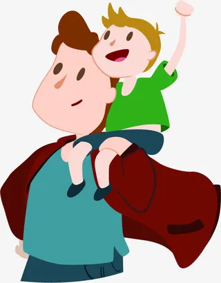 父亲节两父子卡通画免抠
