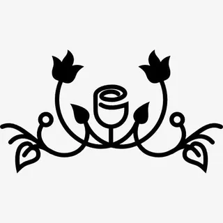 玫瑰的轮廓变的叶子和藤蔓设计图标免抠